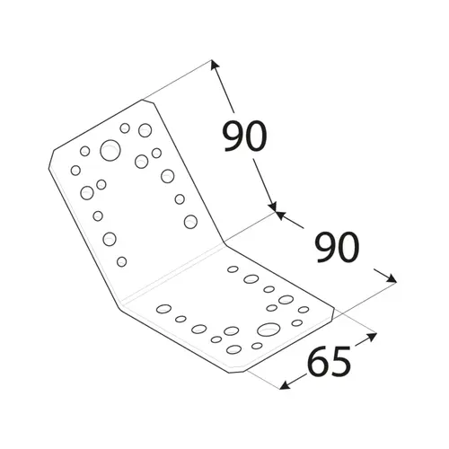 Element de îmbinare contra vântuirii 135°, din otel zincat, 90x90x65x2.5 mm