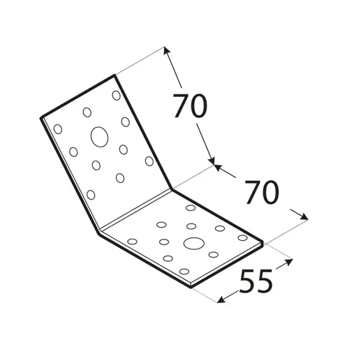 Element de îmbinare contra vântuirii 135°, din otel zincat, 70x70x55x2,5 mm