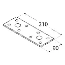Placă perforată plată din otel zincat pentru îmbinare constructii de lemn, 210x90x2.5 mm