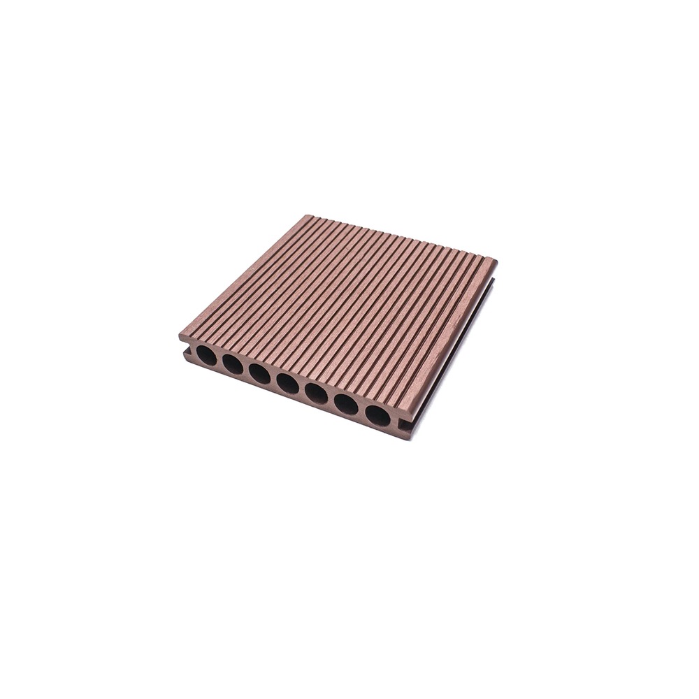 Placă Deck 3D Maro din WPC 148x23mm, L 3800mm, Structura cu Gol Rotund pentru Rezistenta Sporita.