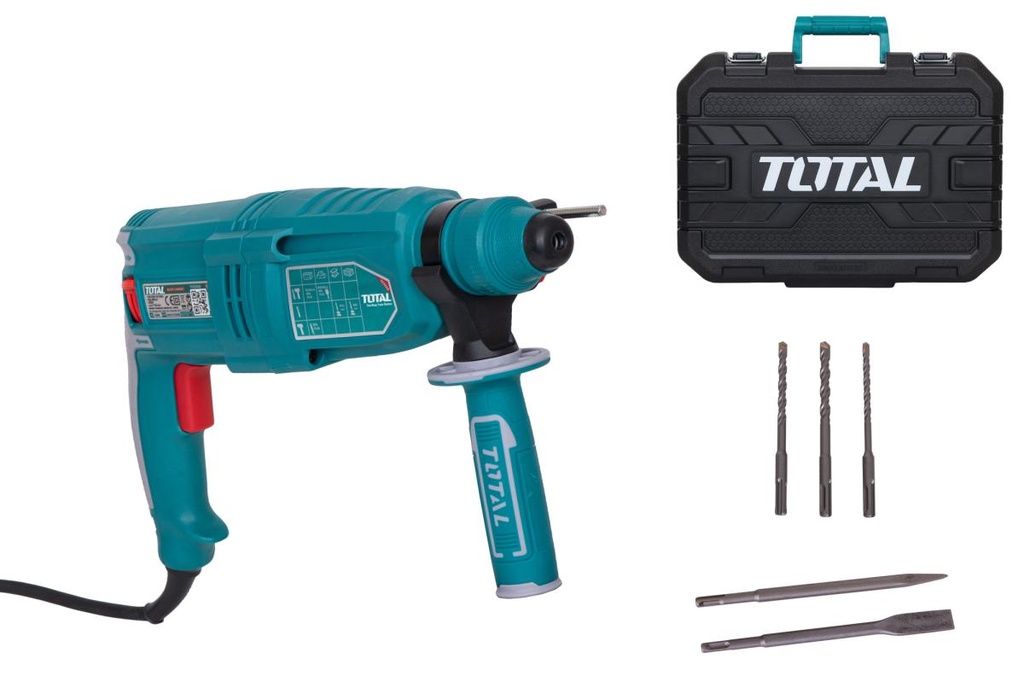 TOTAL Ciocan Rotopercutor 800W, 2.5J, SDS+, 3 burghie + dalta, cutie transport