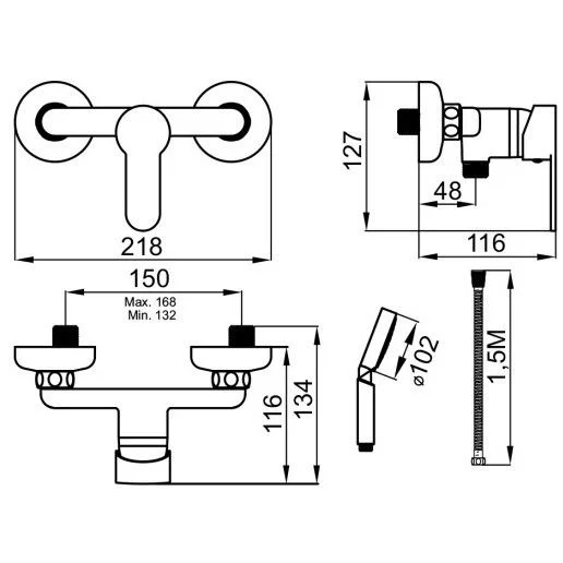 Baterie duș monocomandă Notus, crom