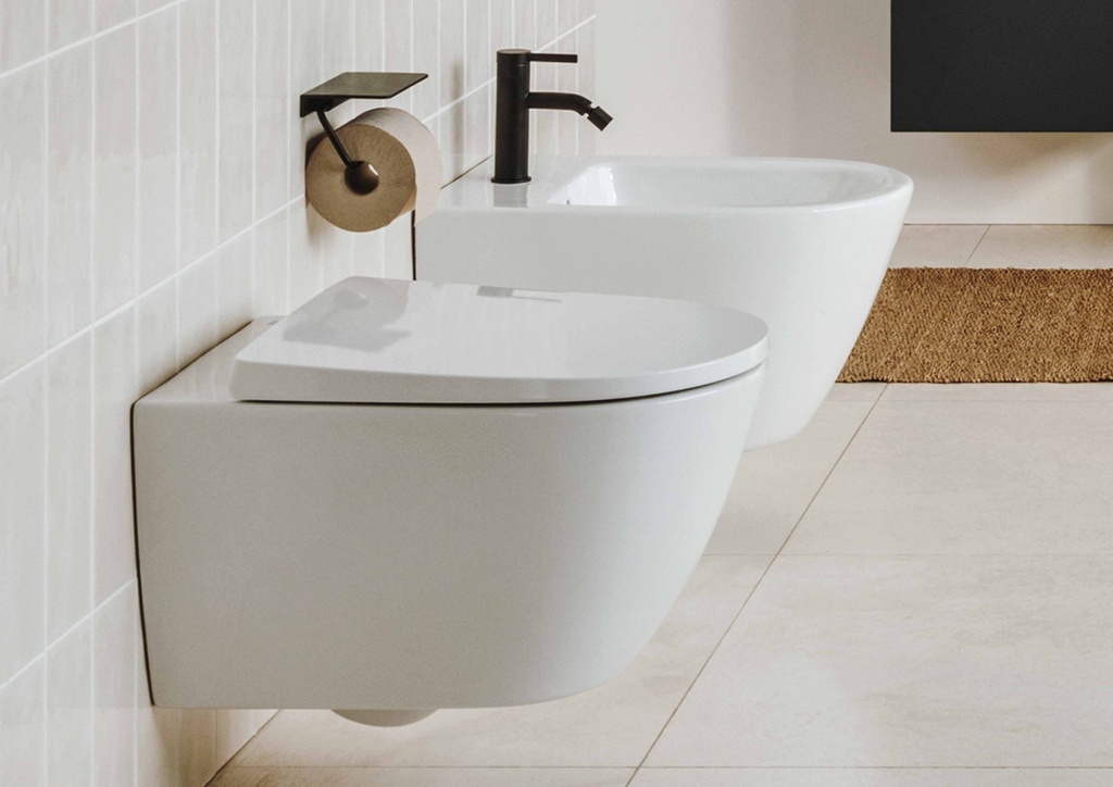 Bideu suspendat Ona din porțelan, prinderi ascunse, 360x530x290 mm