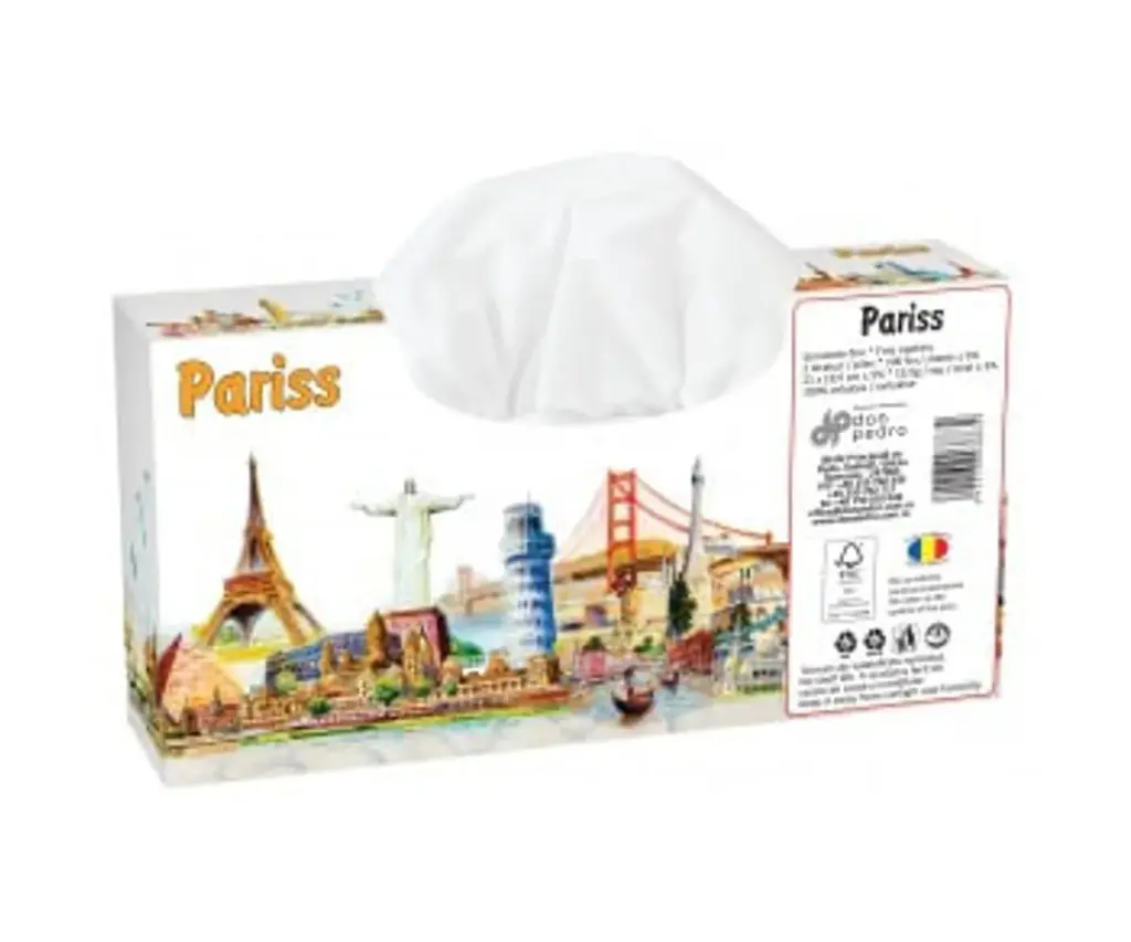 Șervețele faciale Pariss din hârtie, dublă deschidere, 100 foi