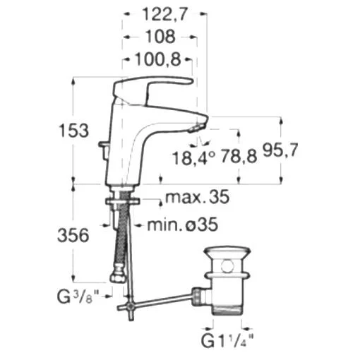 Baterie lavoar monocomandă Roca Monodin-N, Cold Start