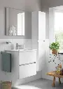 Set mobilier baie alb Roca Cube (mască cu două sertare și lavoar), 550 mm