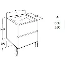 Set mobilier baie alb Roca Cube (mască cu două sertare și lavoar), 550 mm