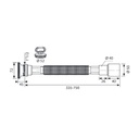 Racord flexibil-extensibil cu ieșire Ø40-50 și ventil cu grătar din inox 1”1/2 cu dop cu mâner 