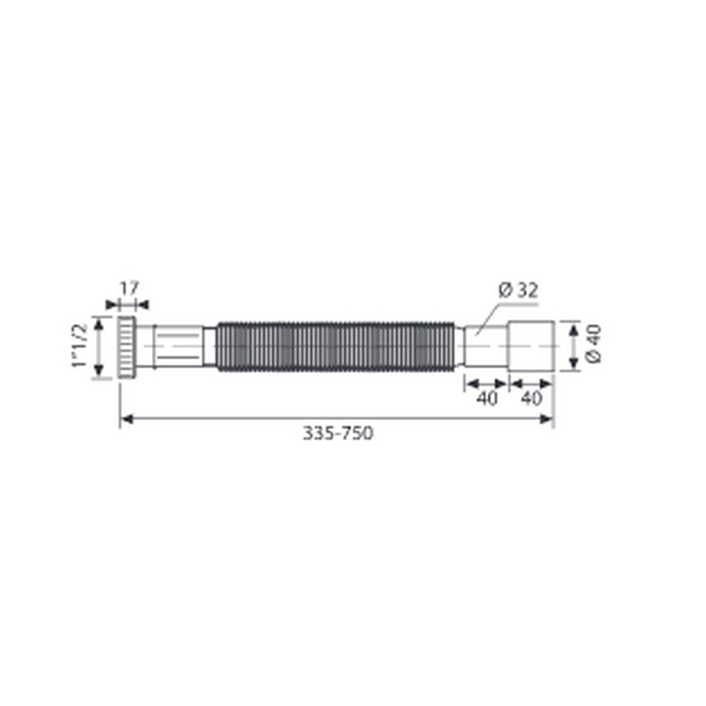 Racord flexibil-extensibil cu piuliță din plastic 1”1/2, ieșire Ø32-40