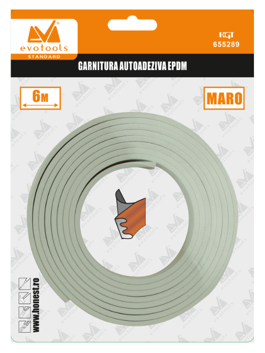 Garnitura autoadeziva epdm profil E 2 x 3 ml maro