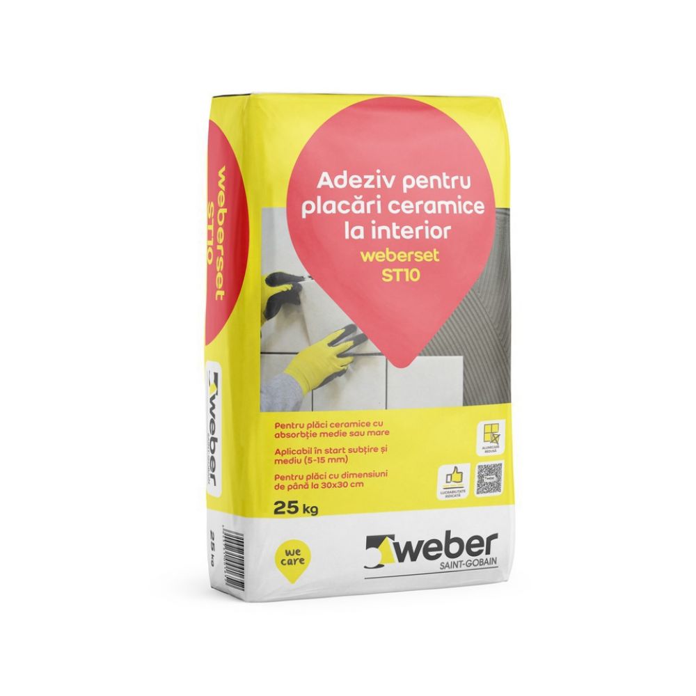 Adeziv Weber ST10 pentru placări ceramice la interior, 25 kg