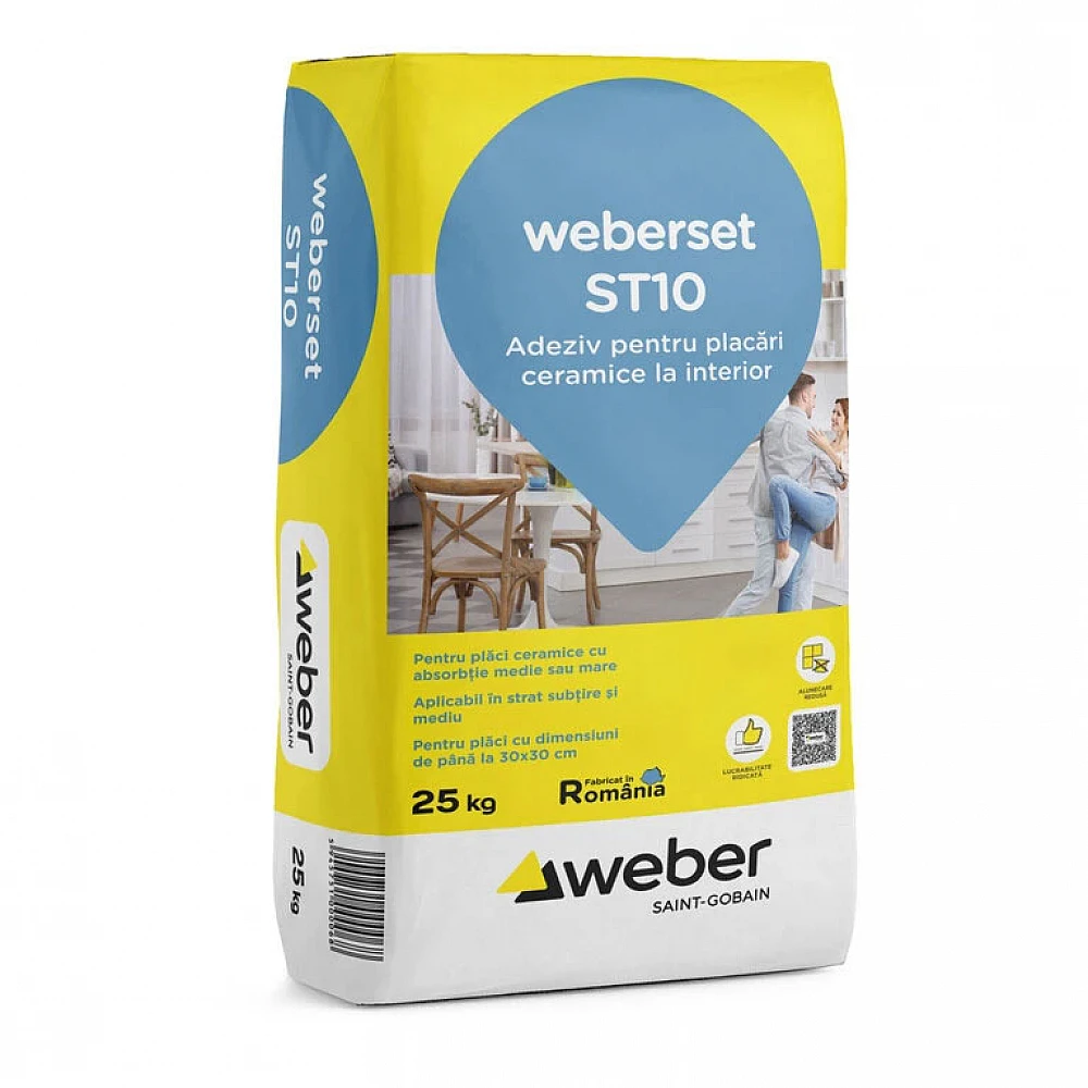 Adeziv Weber ST10 pentru placări ceramice la interior, 25 kg