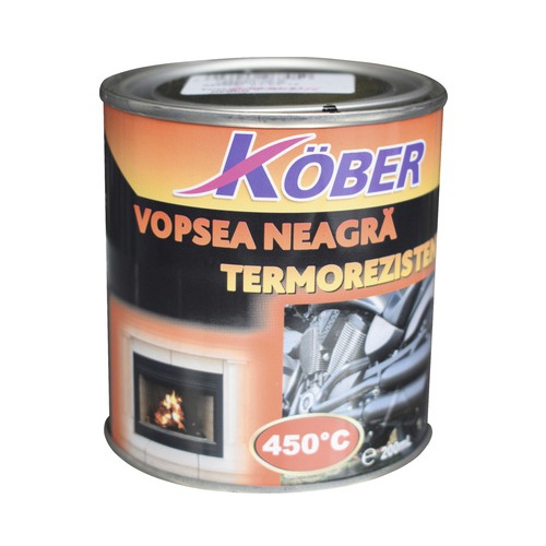 Vopsea termorezistentă Kober negru, 0.2 l