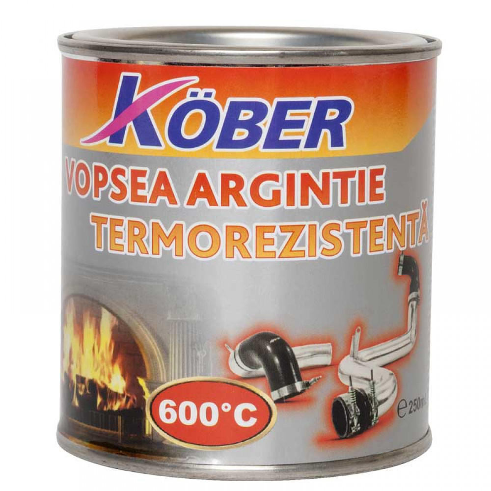 Vopsea termorezistentă Kober argintiu, 0.2 l