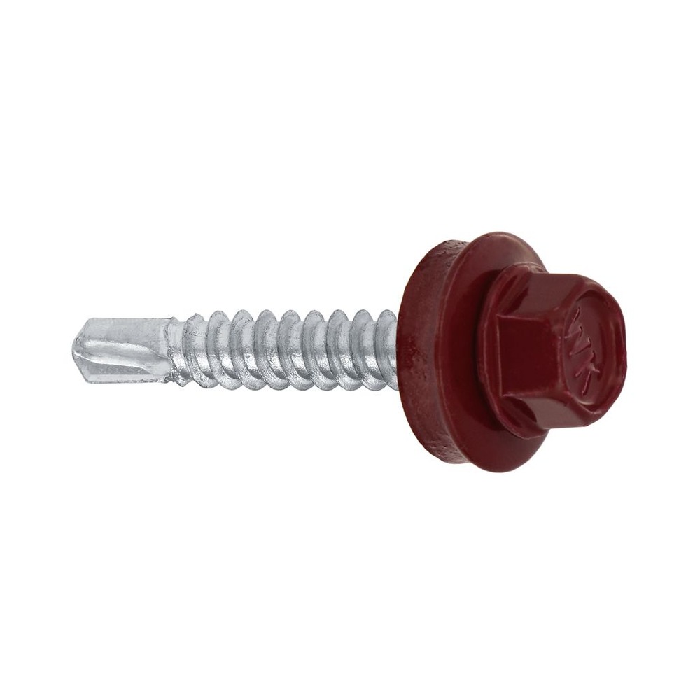 Șurub autoforant cu cap HEX 4.8x19 mm, șaibă EPDM Ø14 mm, RAL 3005 prindere pe metal, 100 bucăți