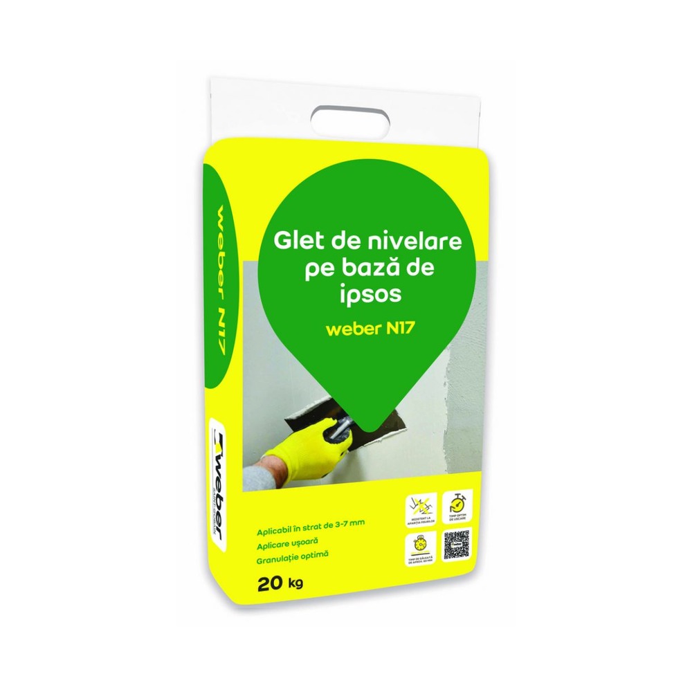 [P006380] Glet alb pe bază de ipsos Weber N17, 20 kg