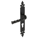 [P005087] Set mânere metal decorative pentru porți cu șild, interax 72 mm