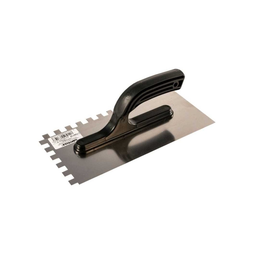 Gletieră inox crestată, 10x10x10 mm cu mâner PVC, 270x130 mm
