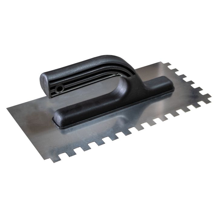 Gletieră nichelată crestată, 8x8x8 mm cu mâner PVC, 270x130 mm