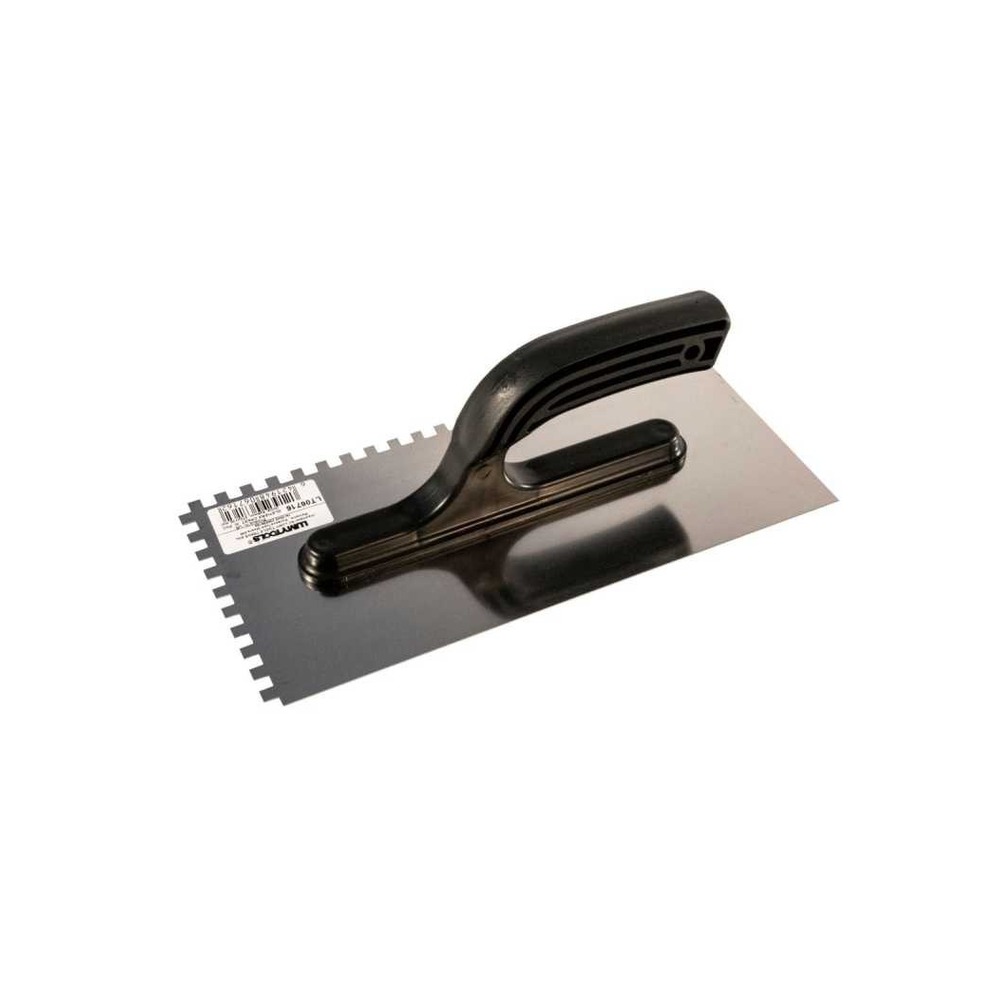 Gletieră inox crestată, 6x6x6 mm cu mâner PVC, 270x130 mm