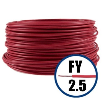 Conductor electric FY (H07V-U) 2.5 mmp, izolație PVC, roșu