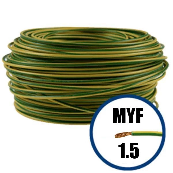 Conductor electric MYF (H07V-K) 1.5 mmp, izolaţie PVC, galben-verde