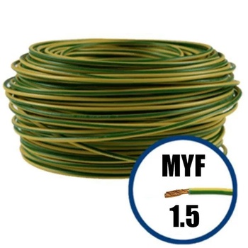 Conductor electric MYF (H05V-K) 1.5 mmp, izolaţie PVC, galben-verde