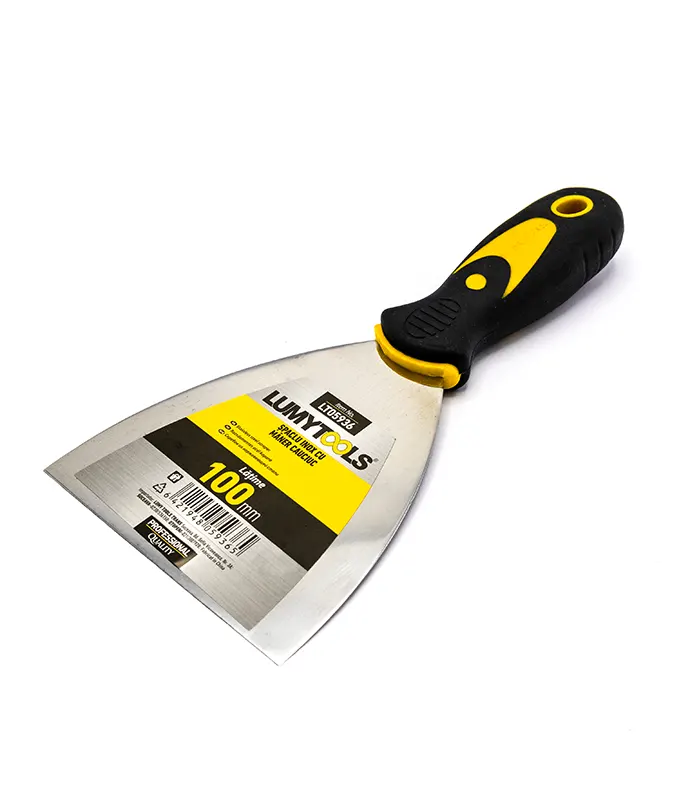 Șpaclu inox profesional cu mâner cauciuc, 100 mm