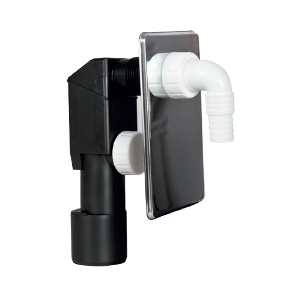 [P005864] Sifon încastrat pentru mașina de spălat, plăcuță din inox, iesire, Ø 40-50 mm