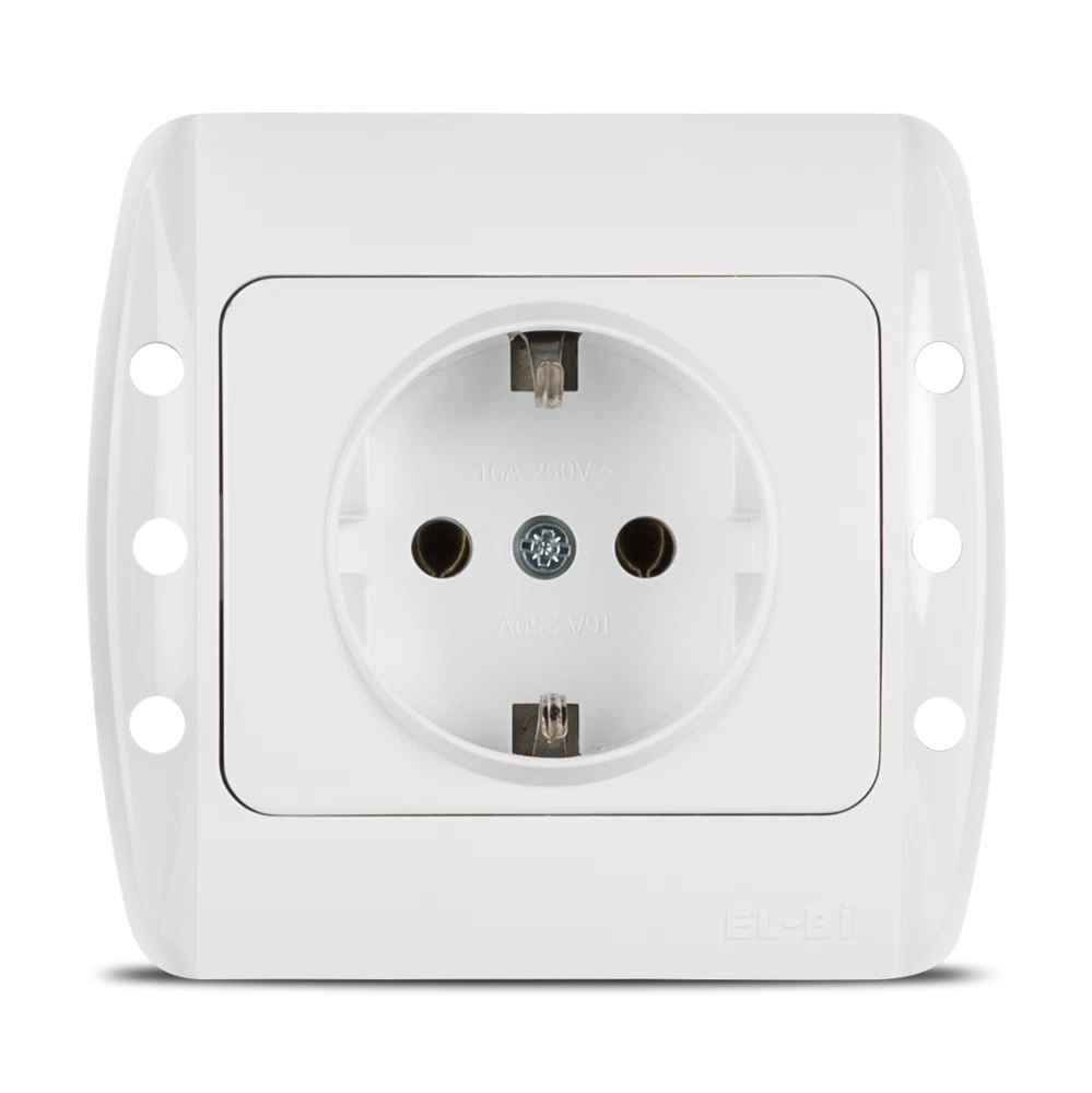 Priza simpla ZARVE cu cp, culoare alb