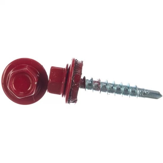 Șurub autoforant cu cap HEX 4.8x35 mm, șaibă EPDM Ø14 mm, RAL 3005 prindere pe lemn, 100 bucăți