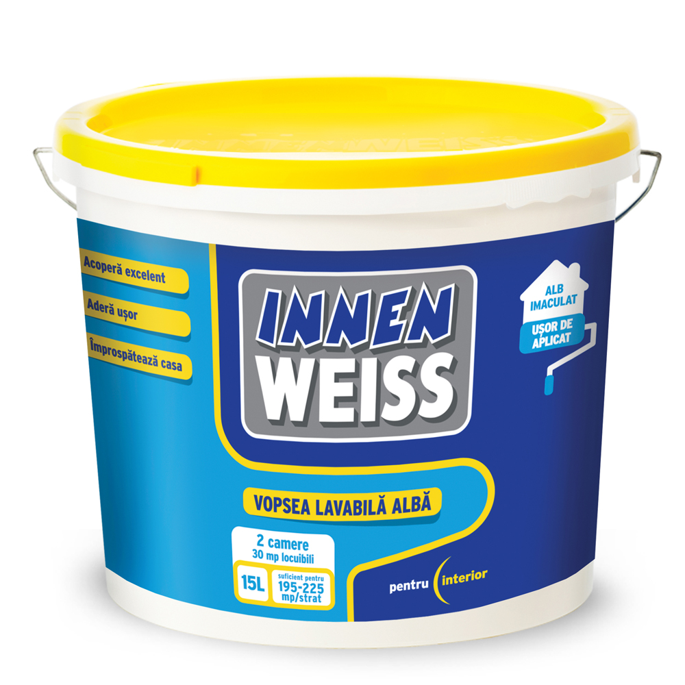 Vopsea lavabilă albă Innenweiss pentru interior, 15 l