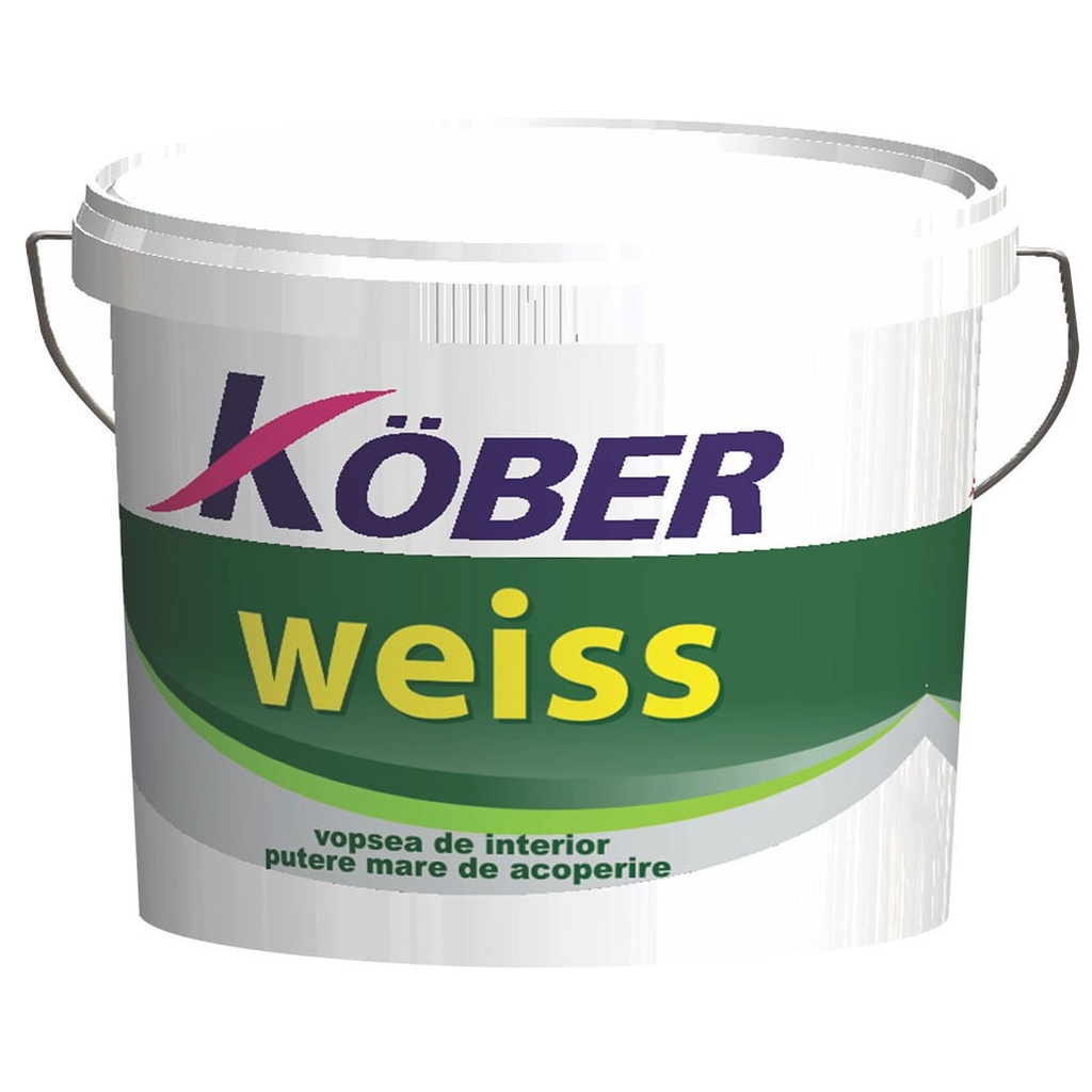Vopsea lavabilă pentru interior Kober Weiss albă, 8.5 l