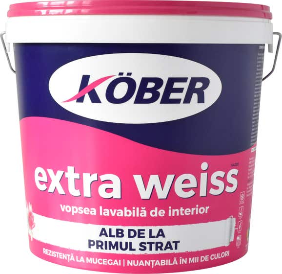 Vopsea lavabilă pentru interior Kober Extra Weiss albă, 8.5 l