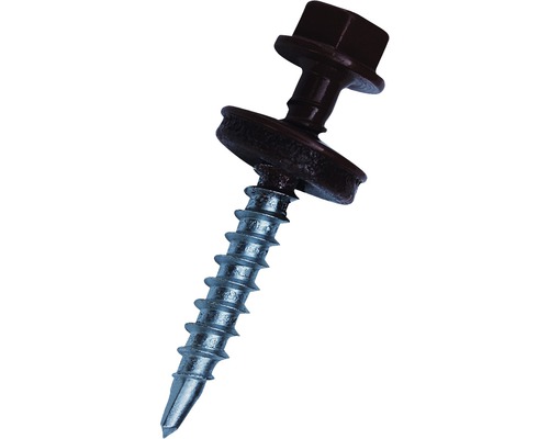 Șurub autoforant cu cap HEX 4.8x35 mm, șaibă EPDM Ø14 mm, RAL 8019 prindere pe lemn, 250 bucăți