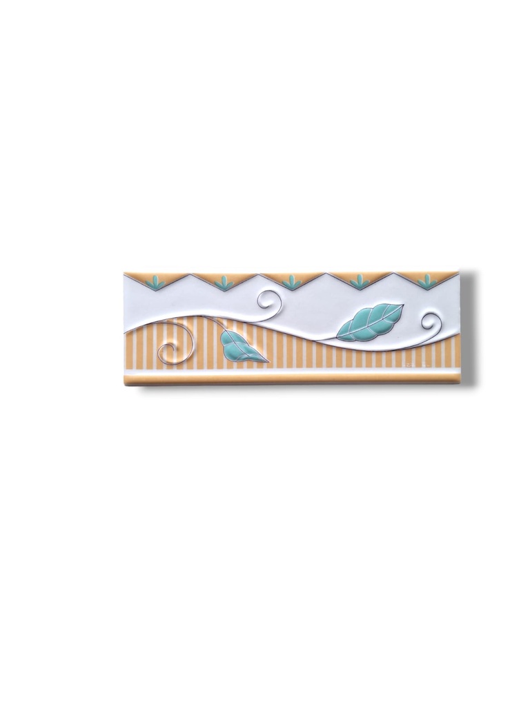 List ceramic decor 200x70 mm, flori, galben, alb, verde