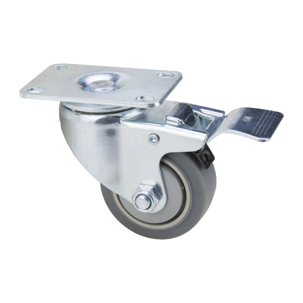 Roata pivotanta cu flansa din TPR gri 1107 cu frana; D 100 x 31 mm S[Kg]: 110