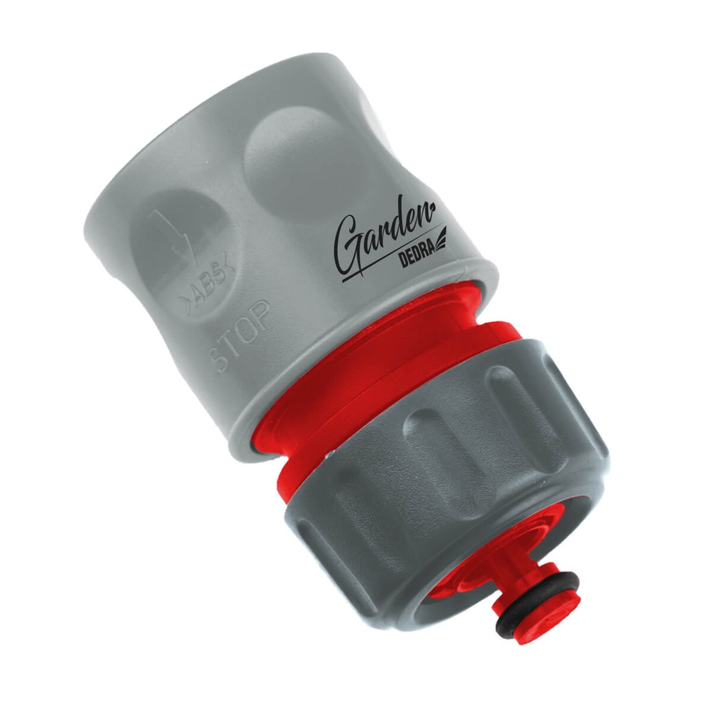 Conector cupla rapida furtun gradina, 1/2", ABS, PP, bulk, stop decuplare, Dedra