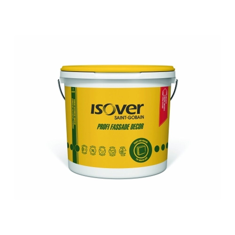 Tencuială decorativă siliconică Isover Profi Fassade Decor, pentru fațade, colorată/albă, permeabilă la vapori 25 kg/galeata