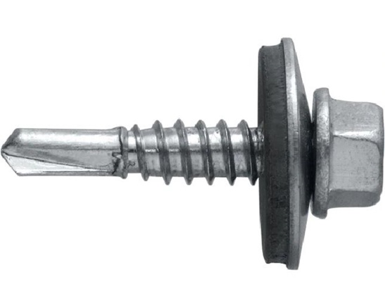 Șurub autoforant cu cap HEX 4.8x19 mm, șaibă EPDM Ø14 mm, Zincat prindere pe metal, 100 bucăți