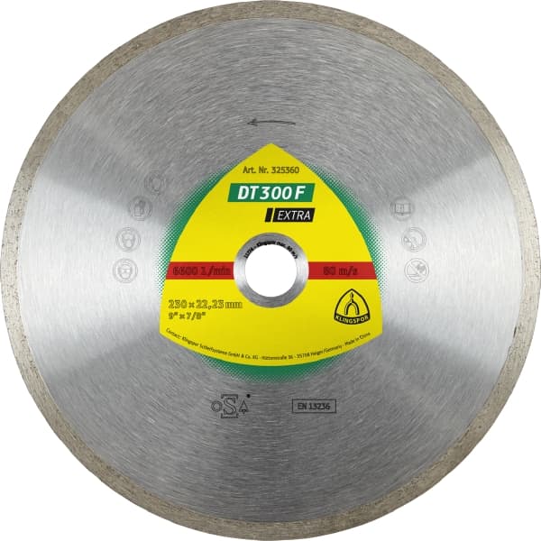 Disc de tăiere diamantat KLINGSPOR DT 300 F Extra pentru gresie, faianță, 230x1.9 mm