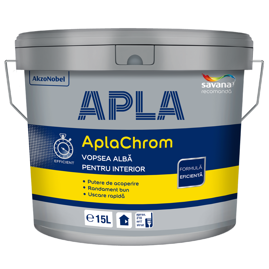 Vopsea lavabilă albă AplaChrom pentru interior, 15 L
