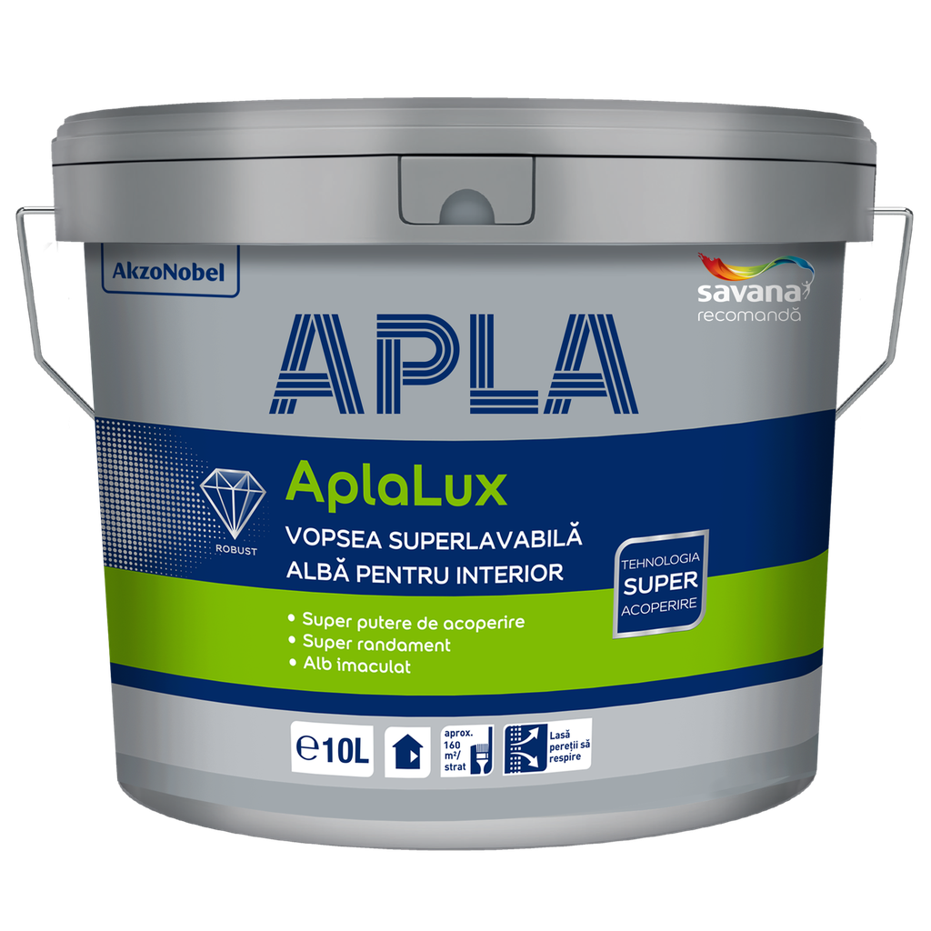 Vopsea superlavabilă AplaLux albă, pentru interior, 10 l