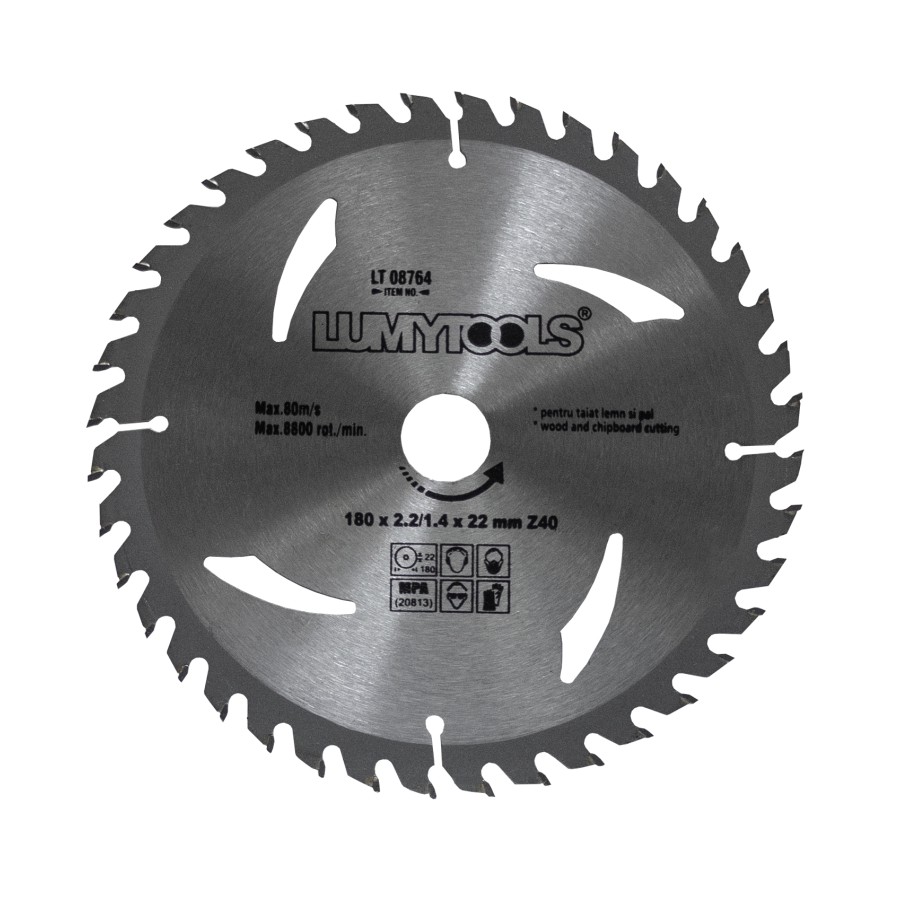 Disc circular cu widia, pentru lemn si PAL 180 x 22 mm