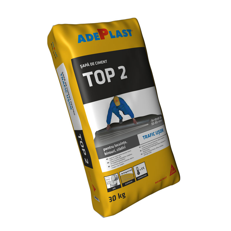 Șapă egalizare aditivată ADEPLAST Top 2 trafic ușor pentru interior și exterior 30 kg