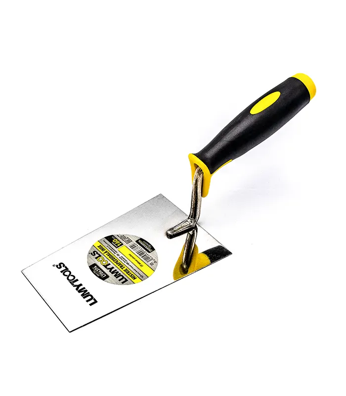 Mistrie trapezoidală inox cu mâner cauciuc, 160 mm