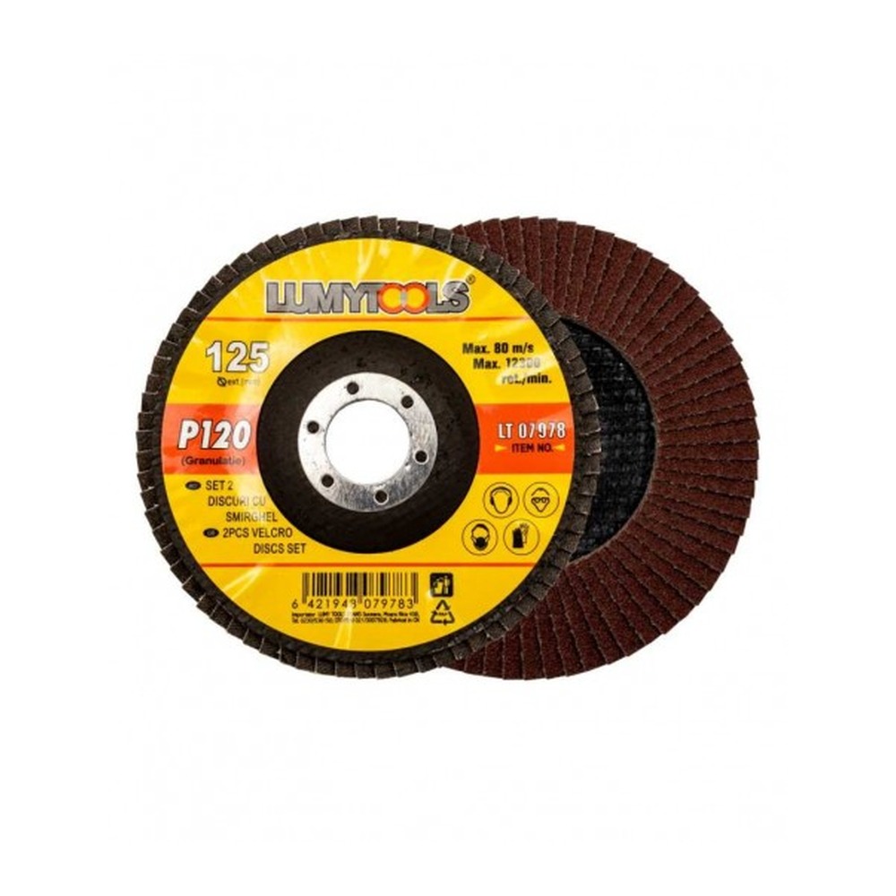 [P006039] Set 2 discuri cu şmirghel, granulație P120  Ø 125 mm  rot/min 12200