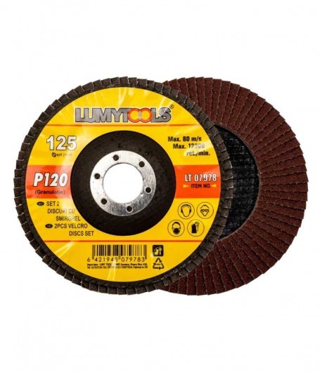 Set 2 discuri cu şmirghel, granulație P120  Ø 125 mm  rot/min 12200