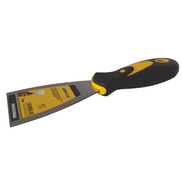 Șpaclu inox profesional cu mâner cauciuc, 125 mm