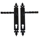 Set mânere metal decorative pentru porți cu șild, interax 90 mm